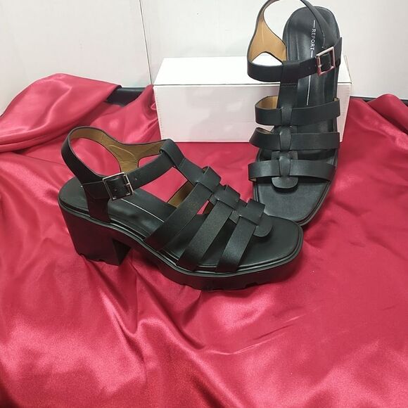 Report Lowry Black leather chunky heel shoes Women’s Size 11 - Picture 9 of 9